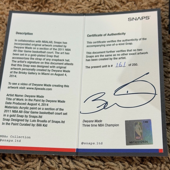 NBA SNAPS Limited Edition Miami Heat D Wade SnapBack Hat Strap Accessory NIP - Picture 4 of 6